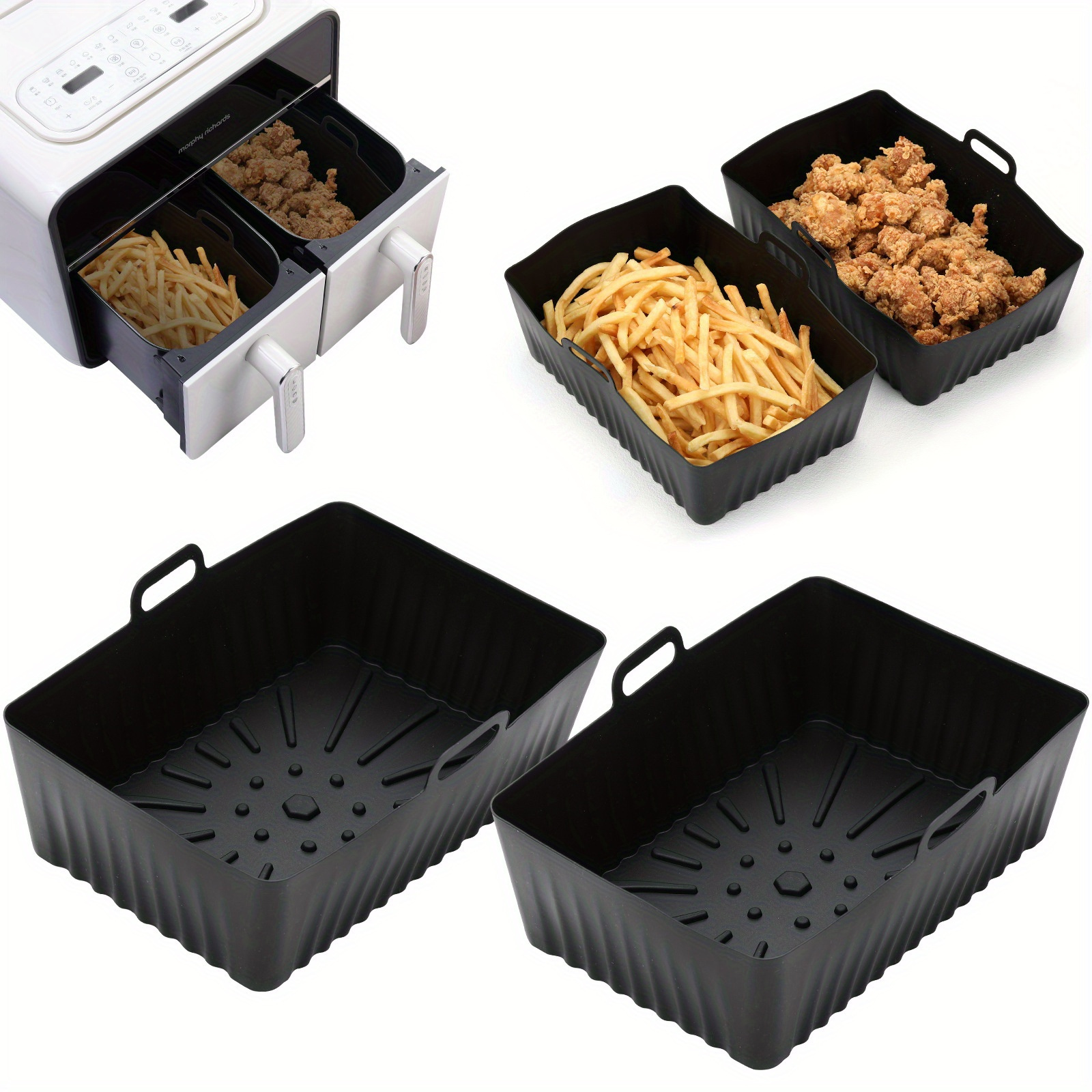 

Reusable Silicone Air Fryer Liners (8.46'') - Non-electric, Food Safe Baking Trays & Oven Accessories