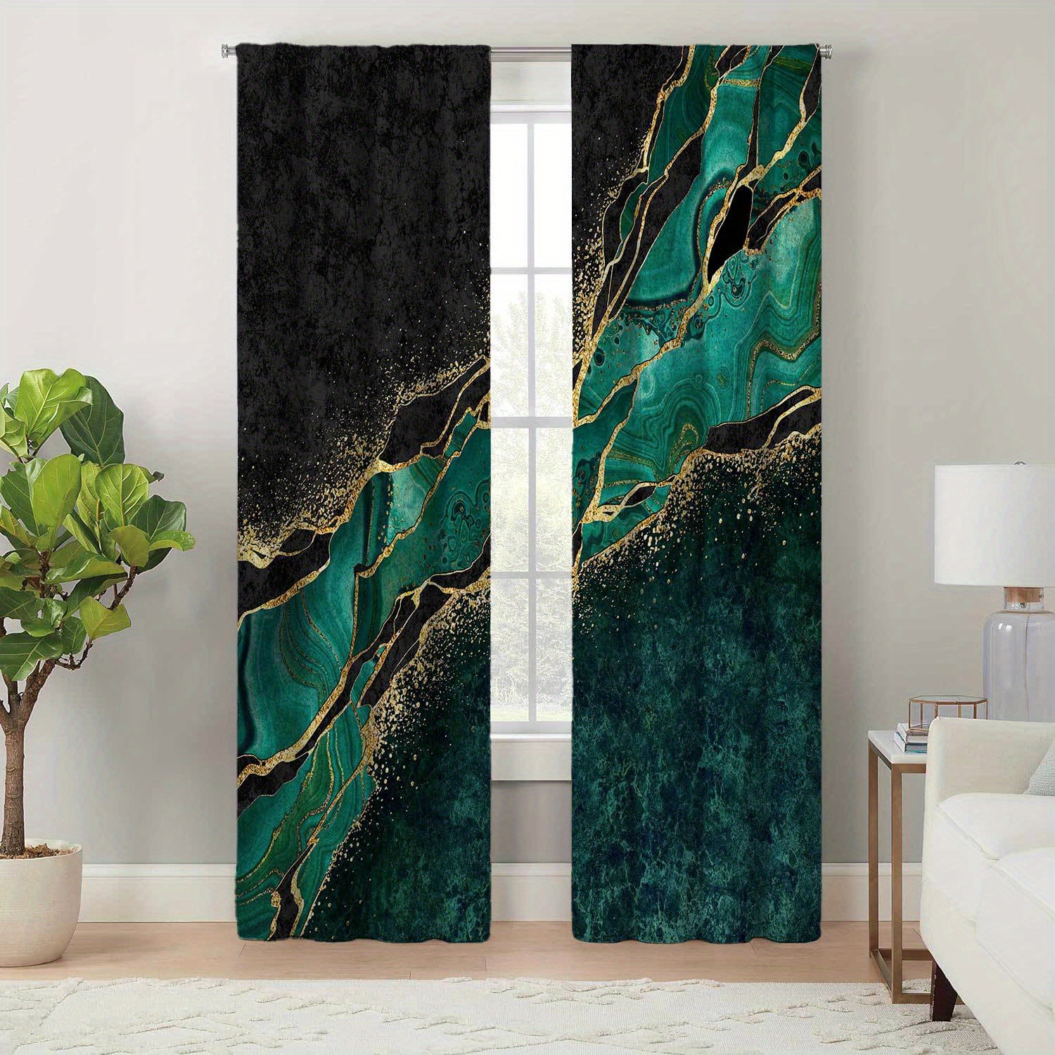 

2pcs, Pattern Printed Curtains, Modern Style Drapes, , Charm For Living Room & Bedroom, & Easy-to-hang, Home Decor