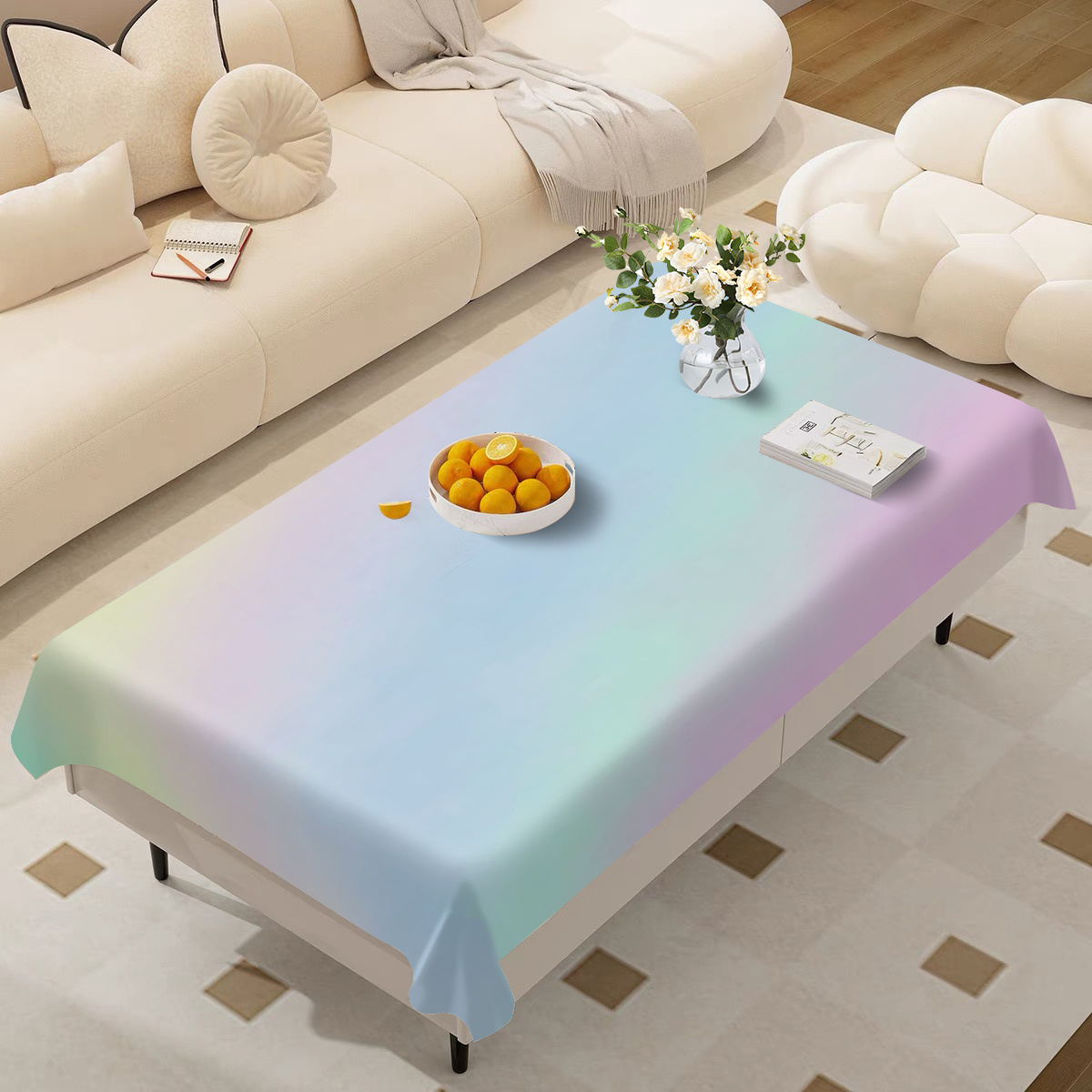 

Nappe de table pour fête du mois de juin : Imperméable, anti-huile, anti-taches, lavable en machine, polyester, décor arc-en-ciel, facile à nettoyer