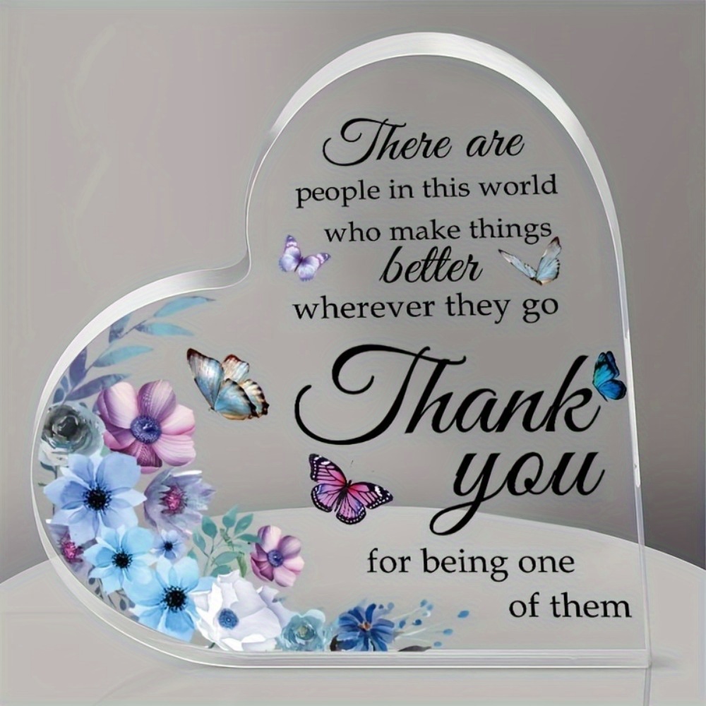 

1pc Thank You Gifts For Teacher And Coworker - Acrylic Heart Keepsake For Women - Grateful Gifts For Boss And Manager