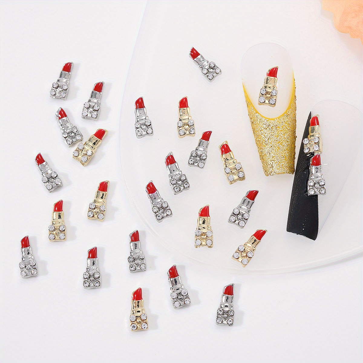 

- New Nail Accessories Flashing Zirconia Lipstick Nail Stud Earrings Accessories