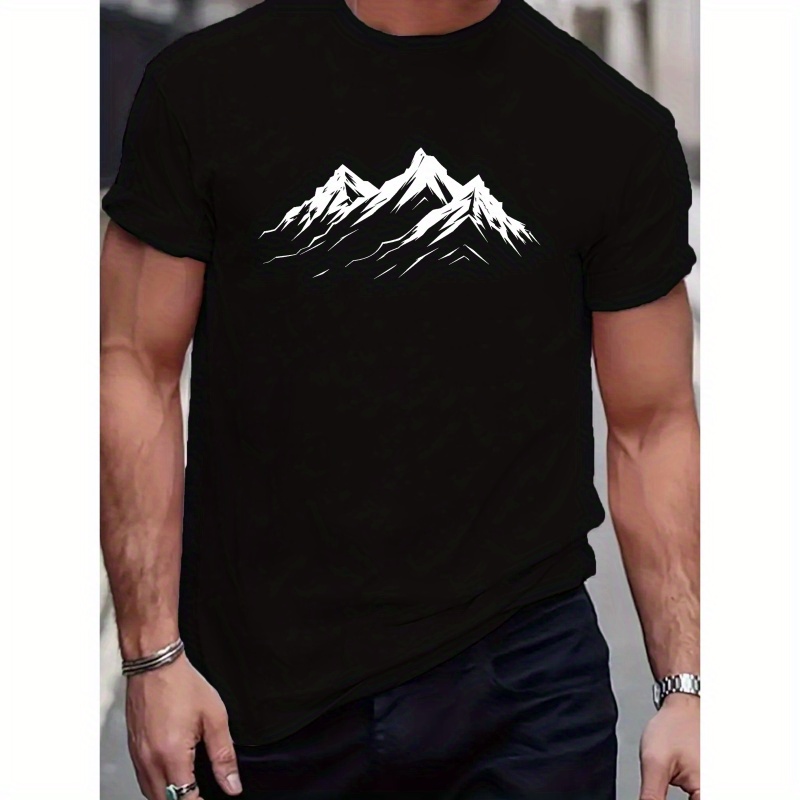 

Mountain Range Minimalist Design Fitted Men's T-shirt, Sweat-wicking And Freedom Of Movement