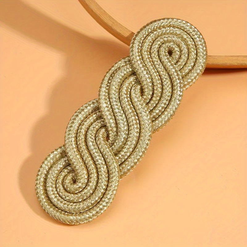 Image of 1pc Handmade Chinese Knot With Golden And , A Traditional Woven Accessory For Uniform Shoulder Badges, Suitable For Coat Pocket Edges And Sleeve Decorations