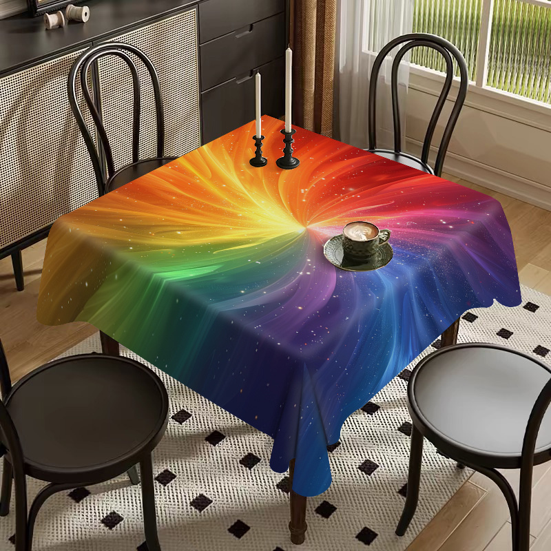 

1pc June Festival Rainbow Party Tablecloth - Waterproof, Oil-resistant, Easy-clean Polyester Decorative Table Cover For Dining & Coffee Tables