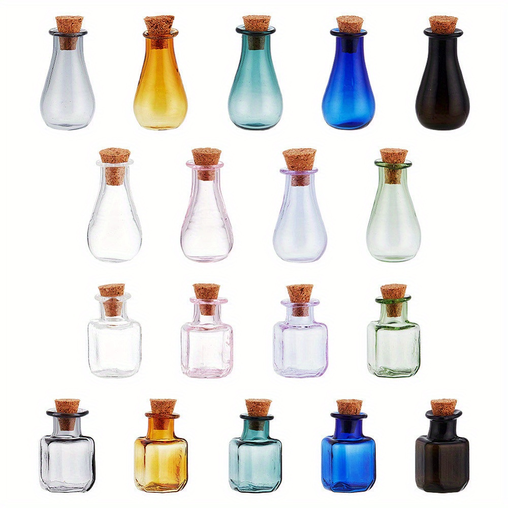 

1box 18 Pcs 9 Colors Mini Potion Bottle 2 Shapes Multi Color Cork Stoppers Glass Bottles Wishing Bottle For Diy Crafts Wedding Birthday Party Favors 2 Color/shape