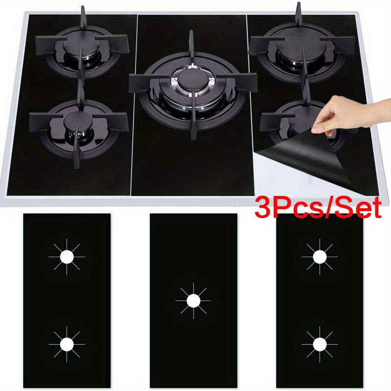 

3 Pieces Set Of Heat Resistant Silicone Insulated Mat For Gas Stove Tops - Washable And Reusable Stove Top Covers - Protects Stove And Burners From Heat Damage