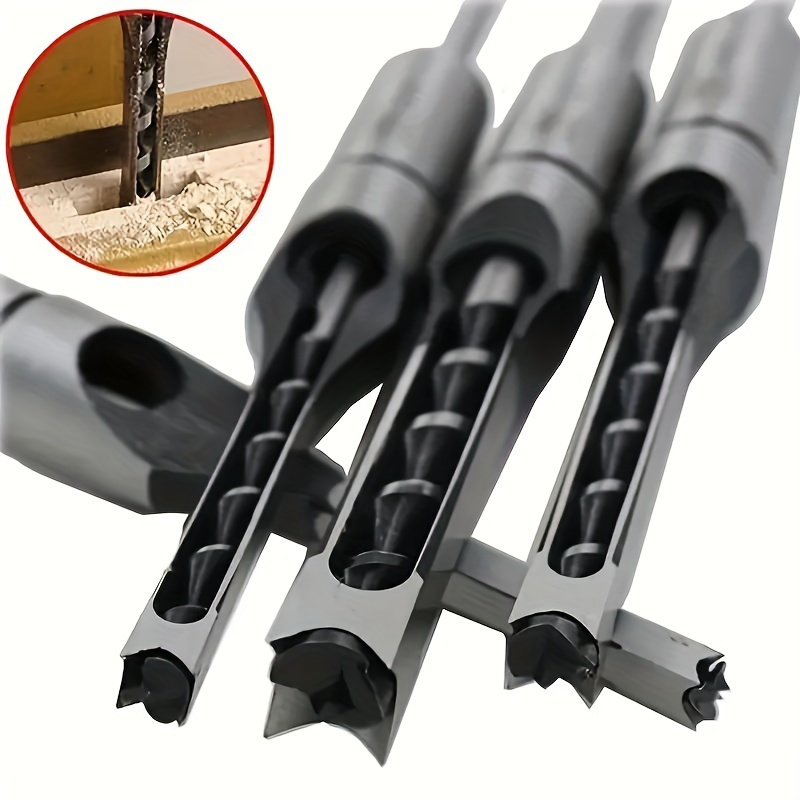 

4pcs Woodworking Tools, Twisted Square Hole Drill, Chisel Extension Saw, Ideal For Carving Square Or Rectangular On All Types Of Wood, For Diy Furniture Woodworking