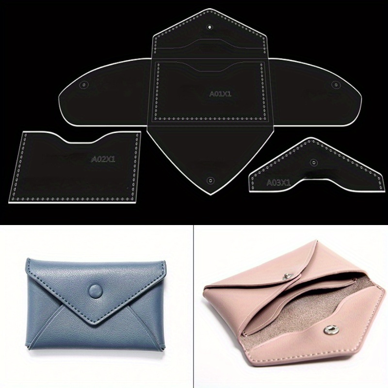 

Acrylic Sewing Patterns & Templates For Leather Wallet And Card Holder, 3-piece Transparent Diy Handmade Craft Set