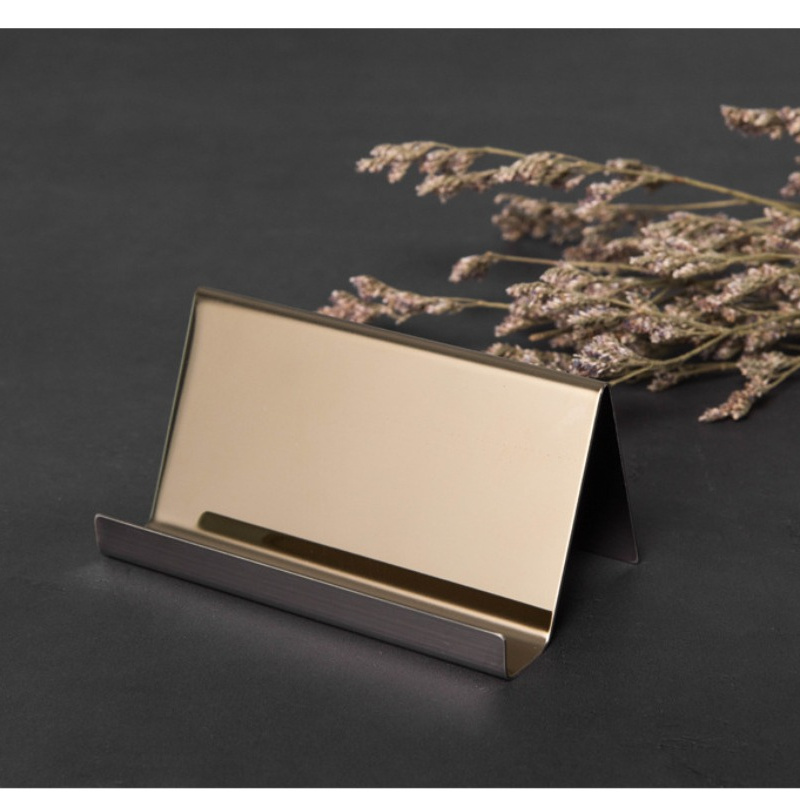 1pc Metal Stainless Steel Business Card Holder, Mirror End, In 3 : Golden, Silvery, And Black, Desktop Business Card Display Stand, Card Box, Easy And Elegant