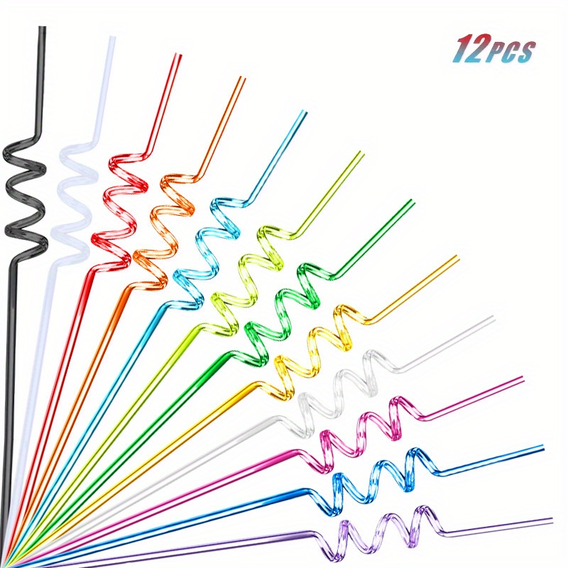 

12pcs, Straw, 10.24inch Crazy Loop Straws, Colorful Reusable Spiral Plastic Drinking Straws, Funny Straws For Party, Wedding Parties, Party Supplies