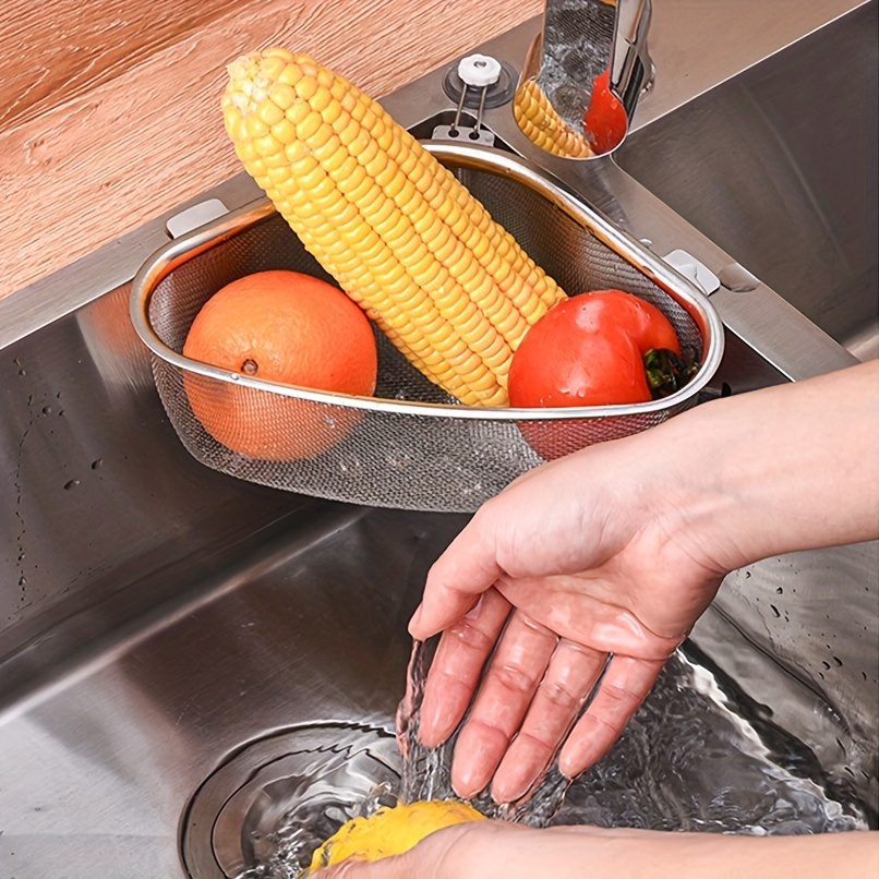 popular   1pc stainless steel sink basket sink strainers basket kitchen drain shelf sink storage holder details 7