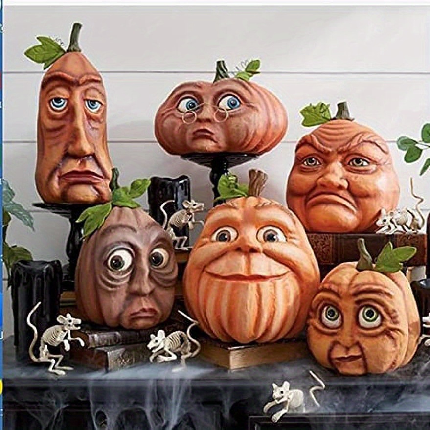 TEMU Pumpkin Family Halloween Decorations, Pumpkin Lantern Venue Props For Haunted House Bar Party