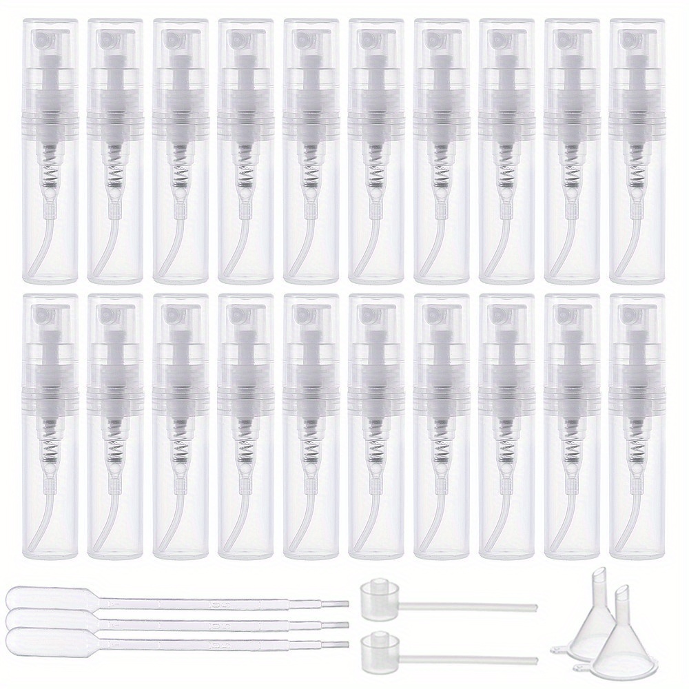 

1set 80pcs 2ml Mini Plastic Clear Spray Bottles Portable Perfume Mouthwash Atomizers With 6pcs 1ml Pipettes 2pcs Funnels And 2pcs Plastic Pump For Travel Perfume And Essential Oil