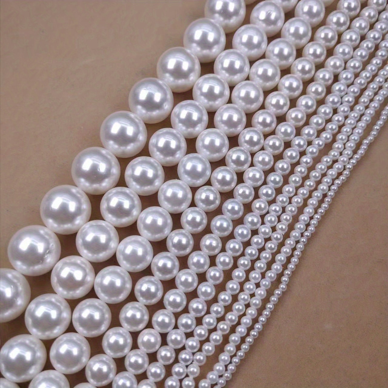 

About 50/63/100/133/190pcs White Shell Round Loose Beads, Perfect For Necklace Bracelet Keychain Jewelry Making