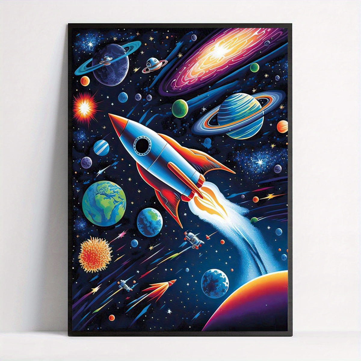 1pc 太陽系 8 惑星図式ポスター 惑星キャンバス油絵ポスター リビングルーム 寝室の壁の装飾絵画 家の装飾 フレーム - Temu Japan