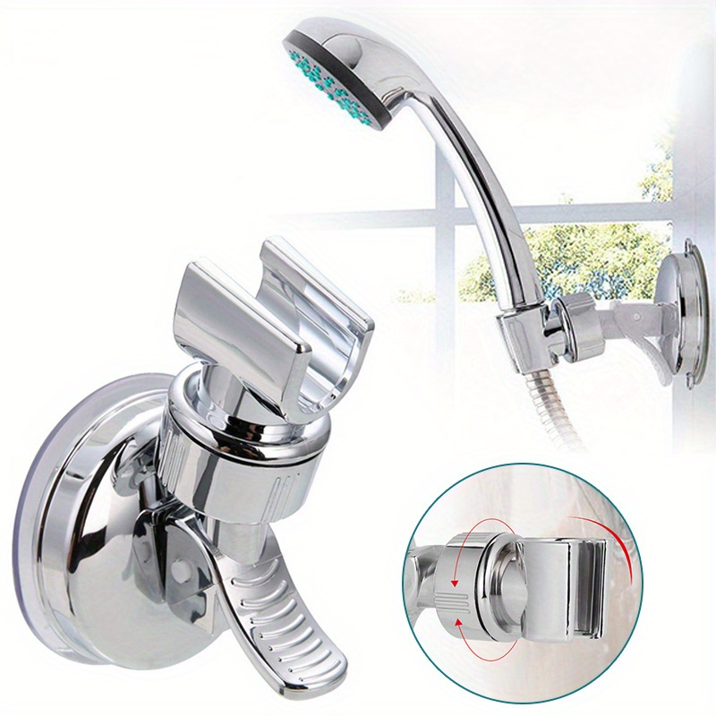

360° Adjustable Plastic Shower Head Holder Set With Suction Cup Wall Mount Bracket - Bathroom Fixture Hardware Accessories