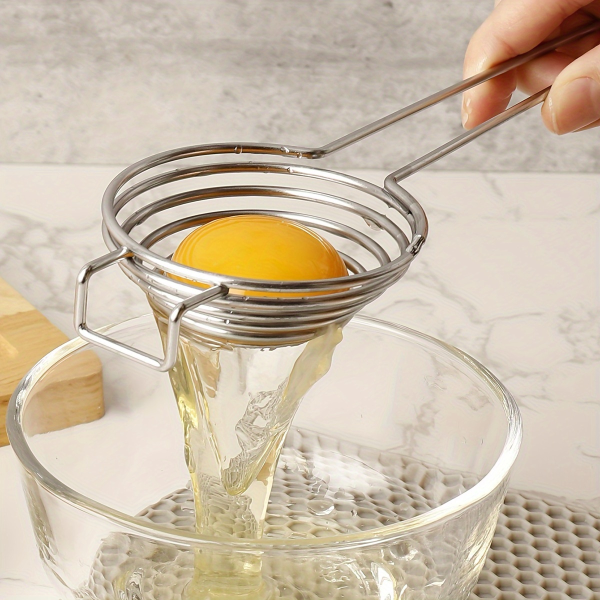 Separatore Uova In Acciaio Inox – Filtro Tuorlo Con Manico Lungo 25,5 Cm, Cucchiaio 8 Cm, Per Torte Muffin Cucina