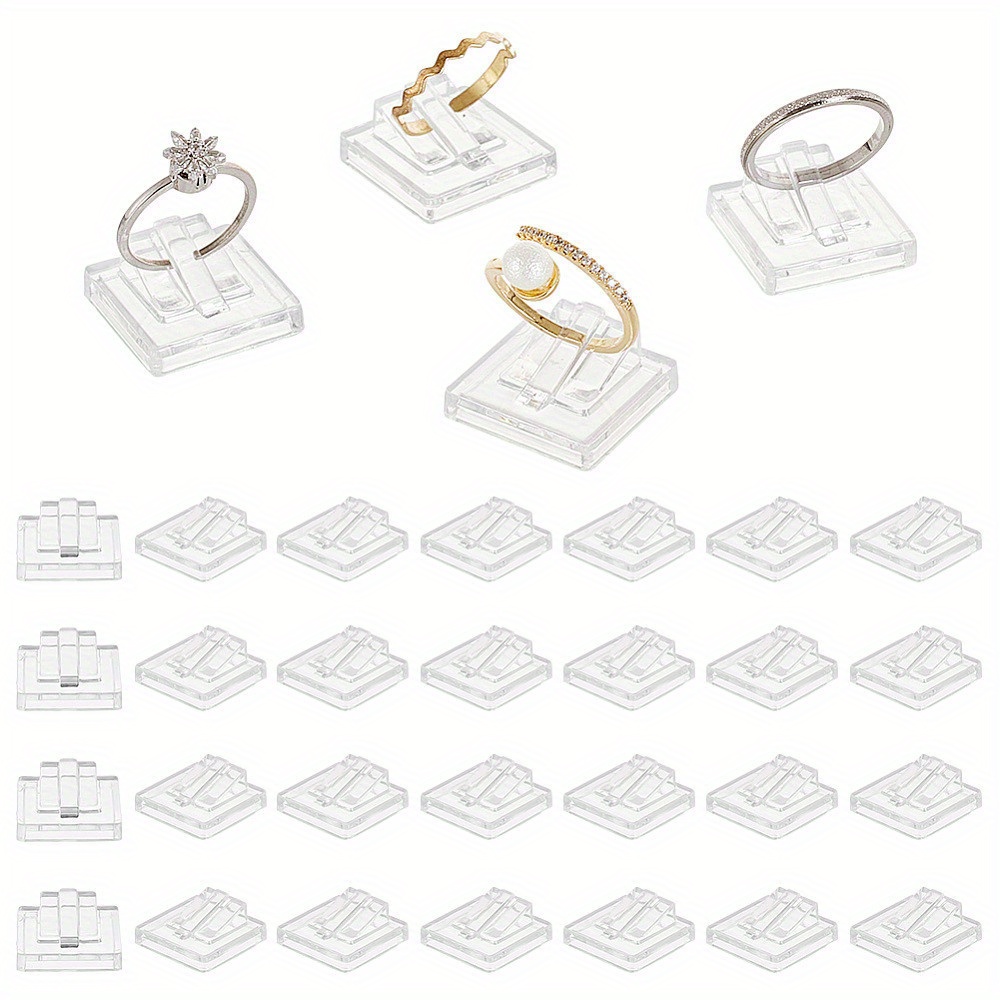 

30 Pcs Acrylic Ring Display Holder Transparent Ring Display Ring For Selling Jewelry Storage Organizer For Wedding Ring Display Home Retail Shop Shows Photo Prop Square