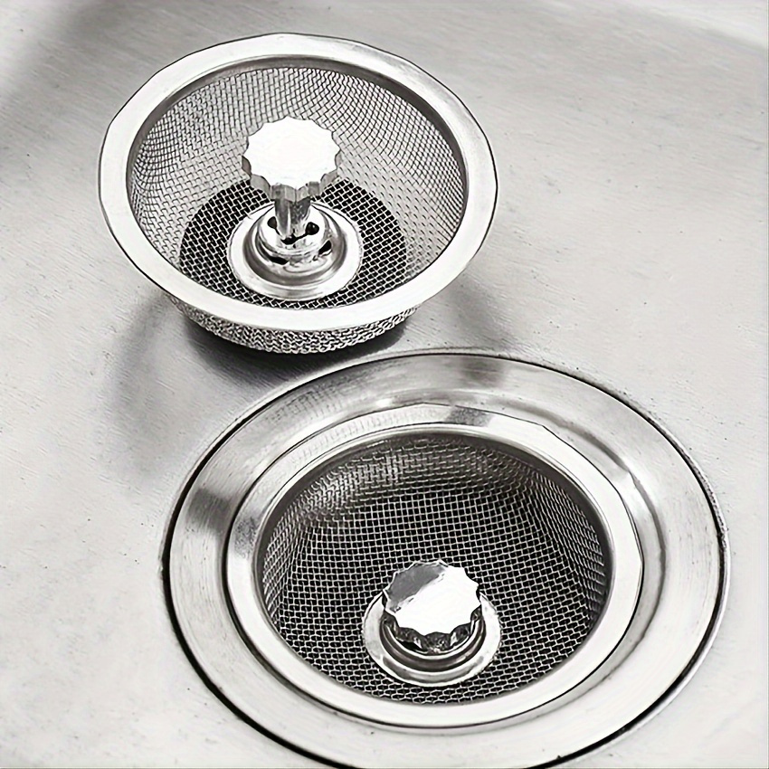 

1pc Stainless Steel Sink Filter With Plug - Metal Mesh Strainer For Kitchen Drain Upgrade