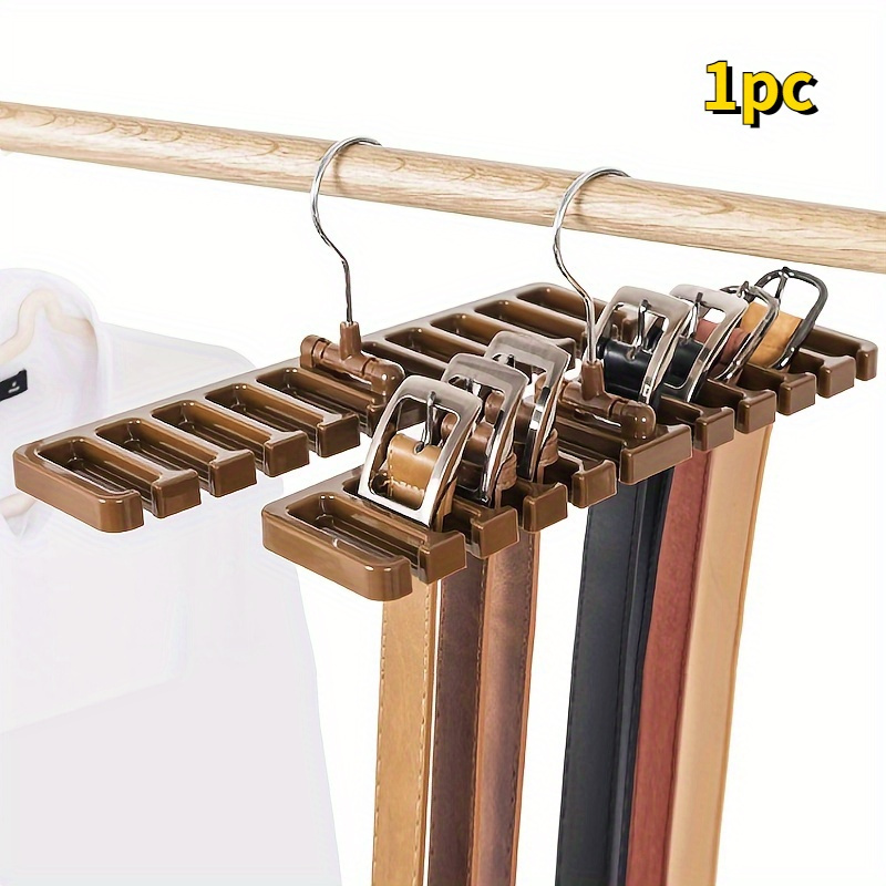 

10-slot Metal And Polished Plastic Belt Hanger - Space-saving Closet Organizer For Ties, Scarves, And Belts