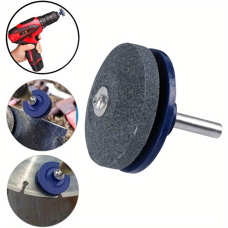 Emery Grit Material Lawn Mower Blade Sharpener - Stainless Steel and Plastic Electric Knife Sharpening Stone with Wear-Resistant Sander Head for Garden Tools