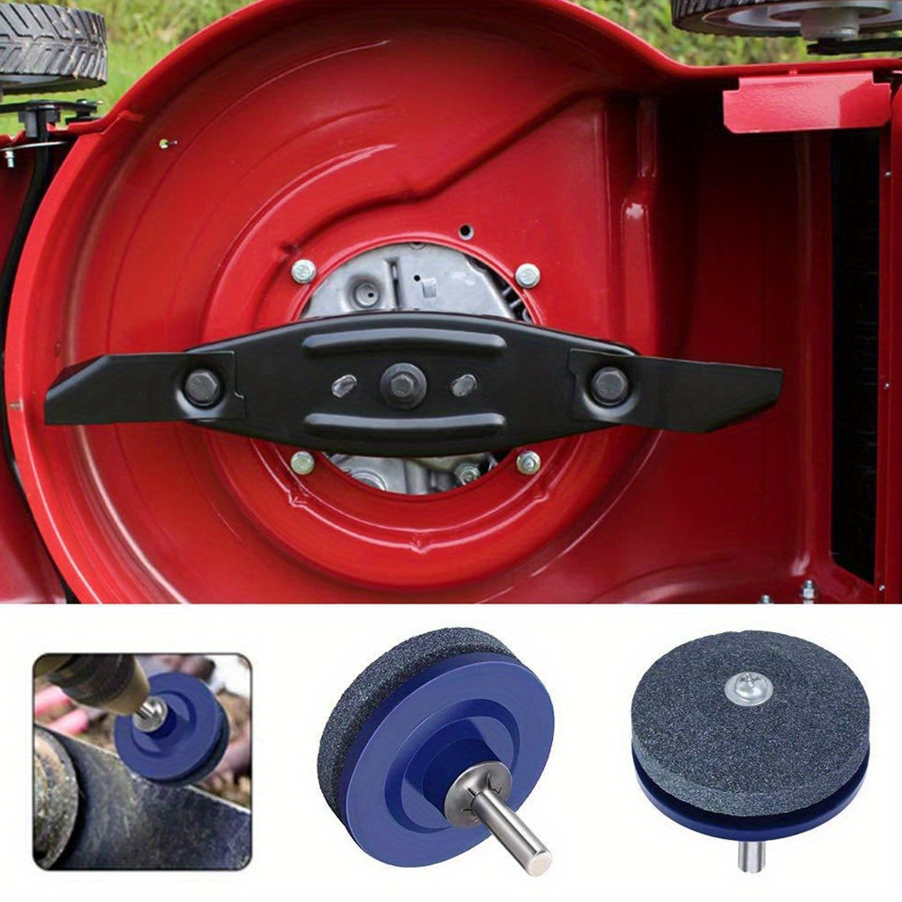 Emery Grit Material Lawn Mower Blade Sharpener - Stainless Steel and Plastic Electric Knife Sharpening Stone with Wear-Resistant Sander Head for Garden Tools