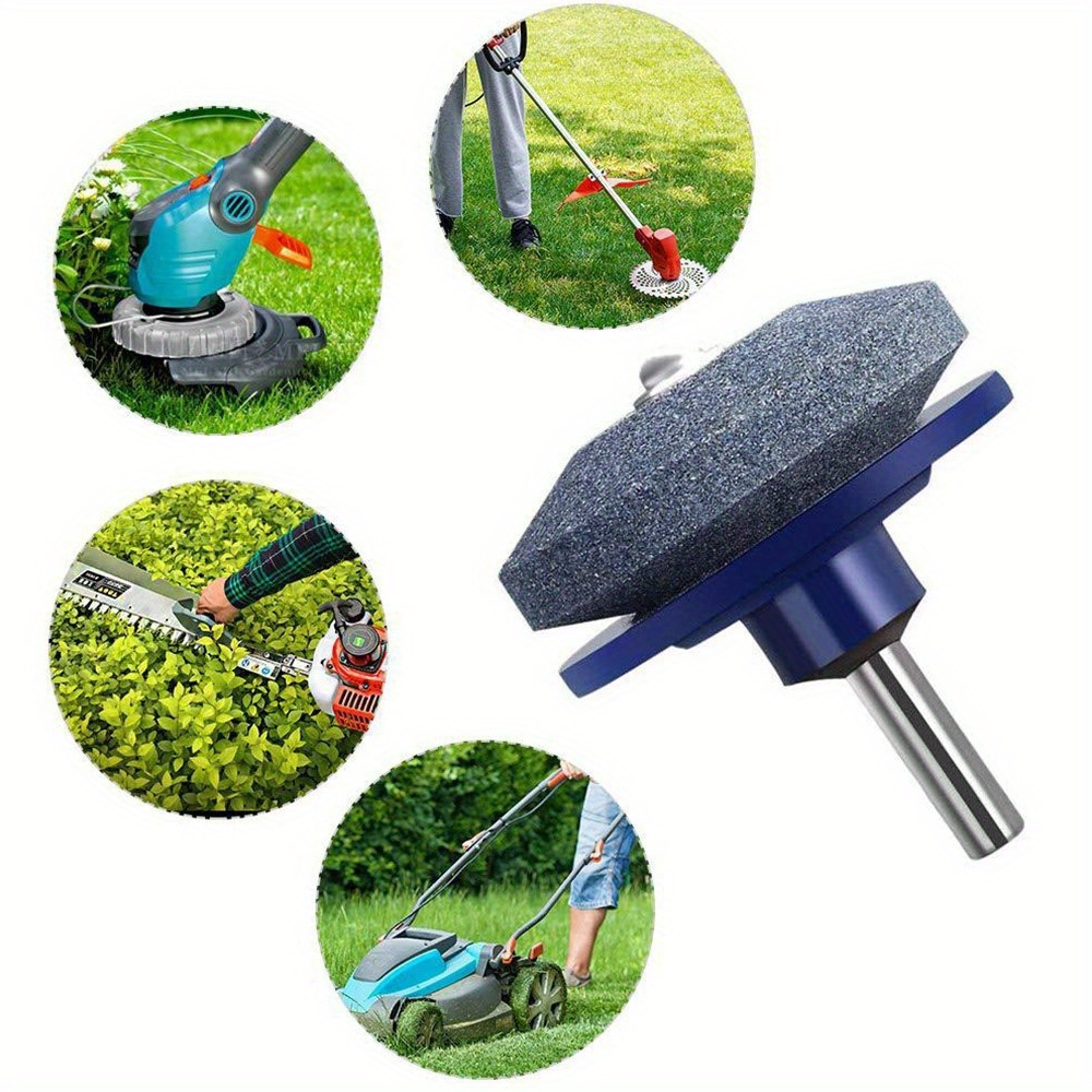 Emery Grit Material Lawn Mower Blade Sharpener - Stainless Steel and Plastic Electric Knife Sharpening Stone with Wear-Resistant Sander Head for Garden Tools