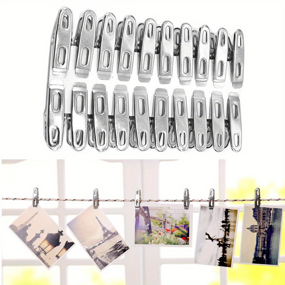   40pcs heavy duty stainless steel clothespins and binder clips set ideal for clothes socks food sealing and photos   metal clips for everyday use details 2