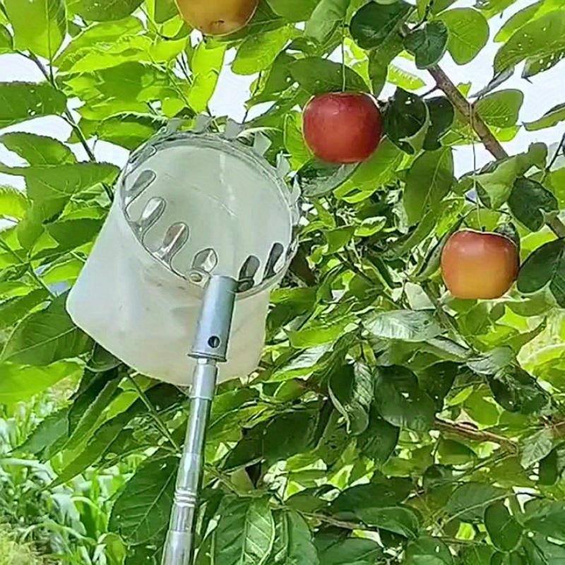 

1pc Metal Orchard Fruit Picker With Telescopic Rod - Multifunctional High-altitude Fruit Picking Tool For Home Use Without Electricity