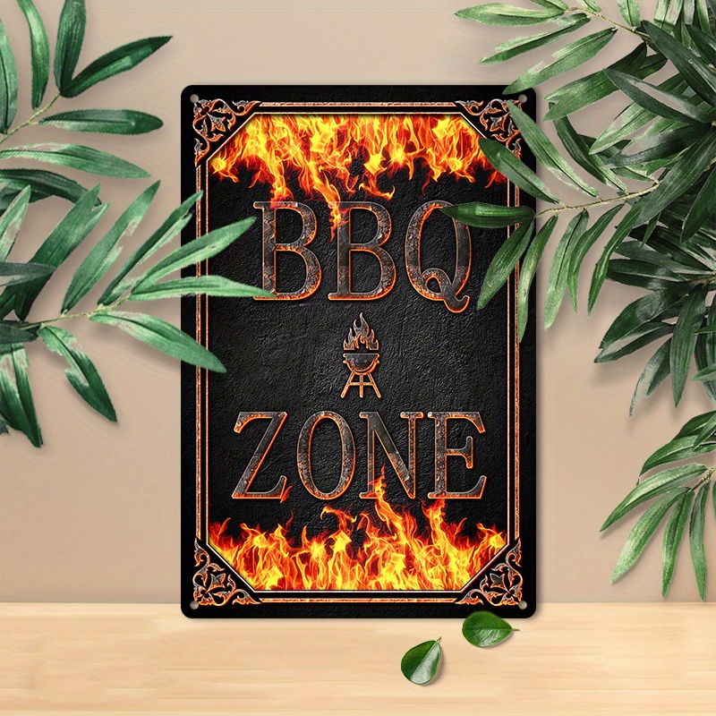 

1pc Bbq Zone Metal Sign - 8x12inch Aluminum Patio Porch Decor For Restaurant And Backyard Bbq Accessories