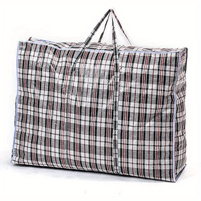 3pcs extra large   moving storage bags reusable high capacity clothes organizer with strong zipper handles blue and white checkered pattern for   packing clothes organizer storage laundry hampers details 1