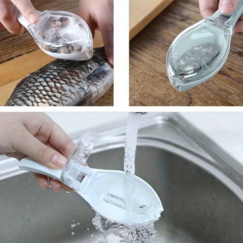  shape scraping fish scale planer with cover 1pc kitchen tool for seafood preparation durable plastic material no mess fish cleaning accessory details 4