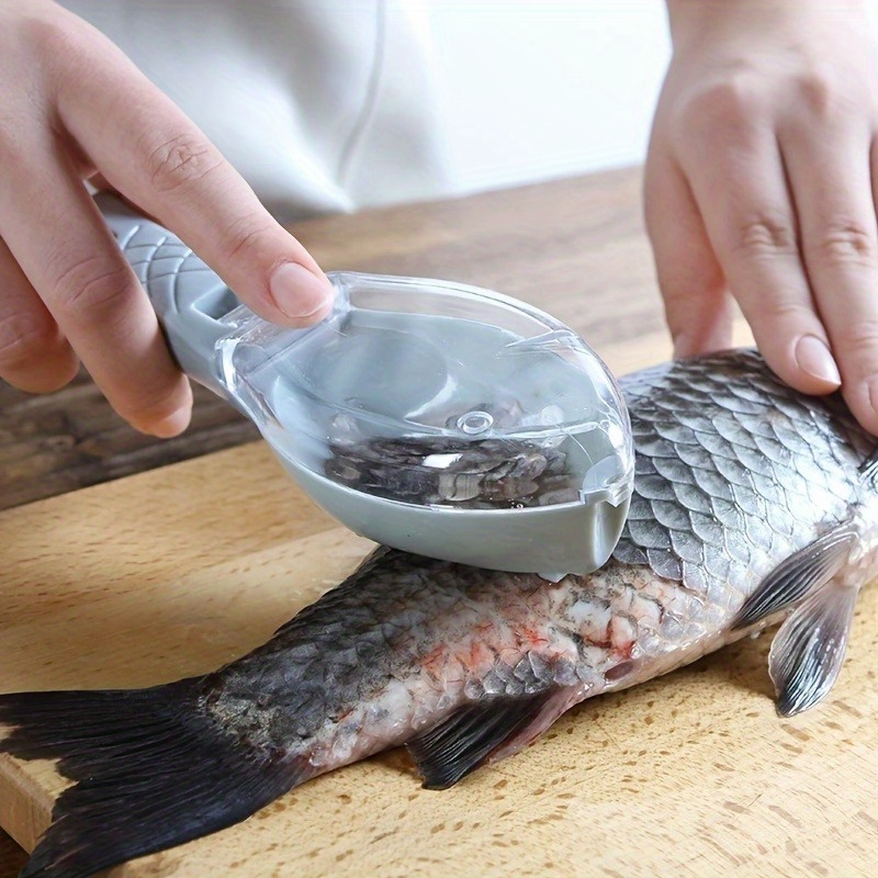  shape scraping fish scale planer with cover 1pc kitchen tool for seafood preparation durable plastic material no mess fish cleaning accessory details 1