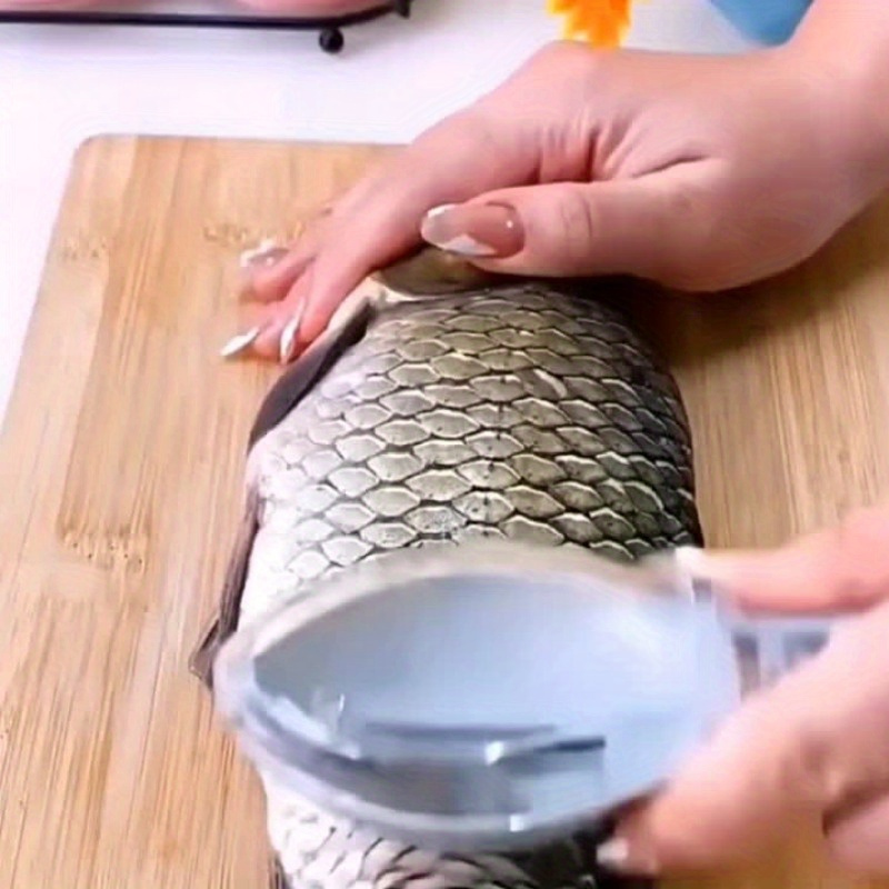  shape scraping fish scale planer with cover 1pc kitchen tool for seafood preparation durable plastic material no mess fish cleaning accessory details 5