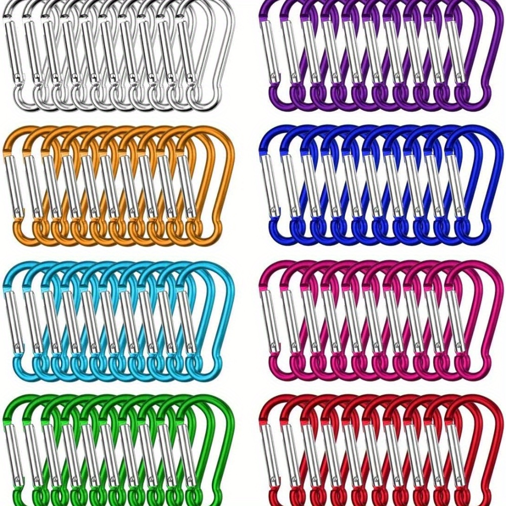 

80pcs Premium Mini Carabiner Clips - Aluminum Snap Hooks With Keychain For Camping & , Assorted Colors, Accessory, Keyring