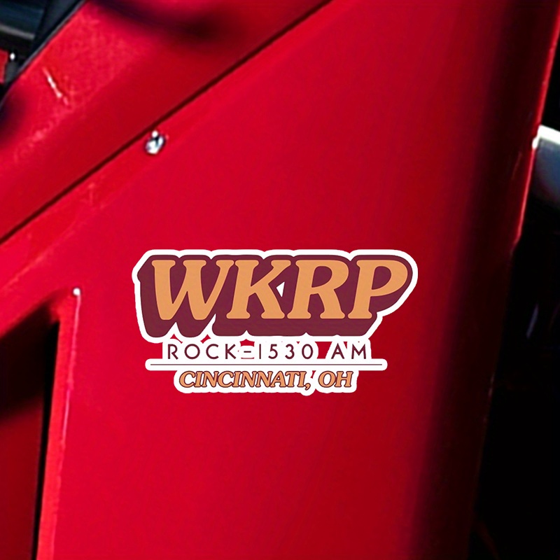 

Wkrp Rock 1530 Am Radio Station Pvc Car Stickers, 4pcs/pack, Waterproof Decals For Laptop, Vehicle, Guitar, And More - Auto Accessories.