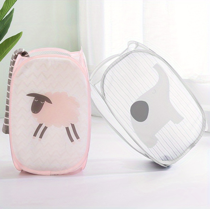 1pc modern elephant themed foldable laundry basket oval polyester storage solution with multiple compartments ideal for   room types laundry baskets details 0