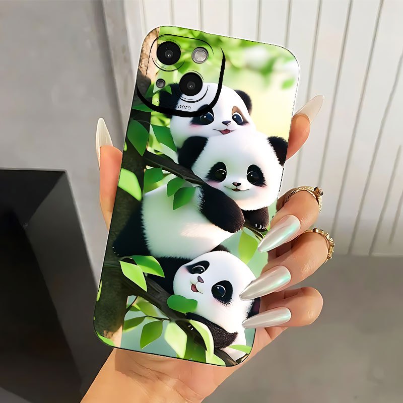

By00437 Panda Climbing Tree - Black Angel Eye Frosted Tpu Painting - None