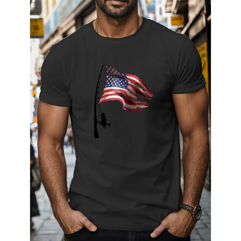 

Fishing Rod Flag Men's Short Sleeve T-shirt Summer T-shirt Top