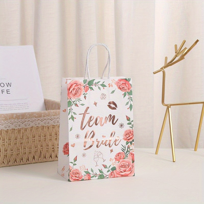 Image of 5pcs "" Tote Bags, Exquisite Floral Series Paper Bags, Gift Bags, Paper Packaging Bags