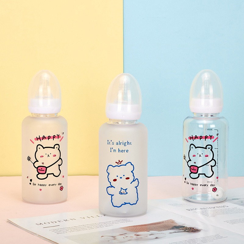 

Round Cartoon Water Bottle With Straw, 400ml/14oz Shatterproof Plastic Milk Bottle, Cute Korean Style Sippy Cup, Pvc Free, Hand Wash Only - Portable And Durable Drinkware