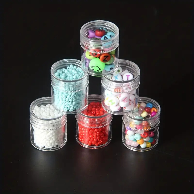 

12pcs Mini Round Storage Containers Set, Clear Plastic Jars With Lids, Transparent Organizer Bottles For Beads, Nail Art, Jewelry, Diy Craft Supplies