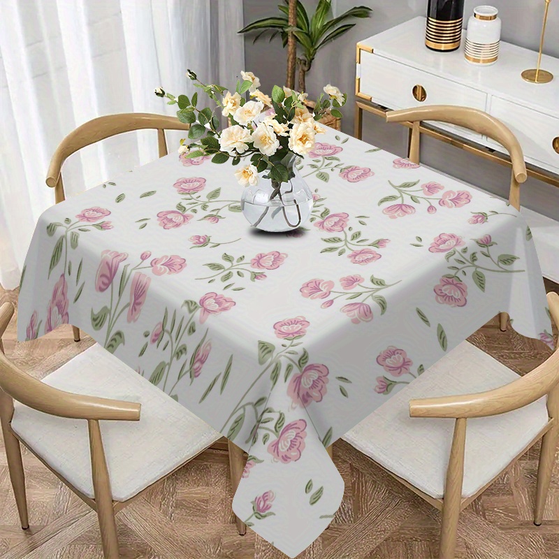 

1pc Personalized Creative Floral Pattern Tablecloth, Washable With Edging , Printed Tablecloth Suitable For Holidays, Parties, Dining, And Home Table Decoration.