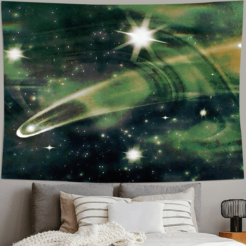 

Shooting Star Green Polyester Tapestry Wall Hanging - 37x28 Inch Romantic Room Decor With Free Accessories - Ideal For Bedroom, Dorm Decor, And Gifts