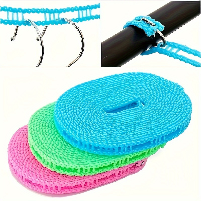 upgraded 1pc portable plastic clothesline anti slip windproof drying rope for camping bathroom dorm home laundry with accessories