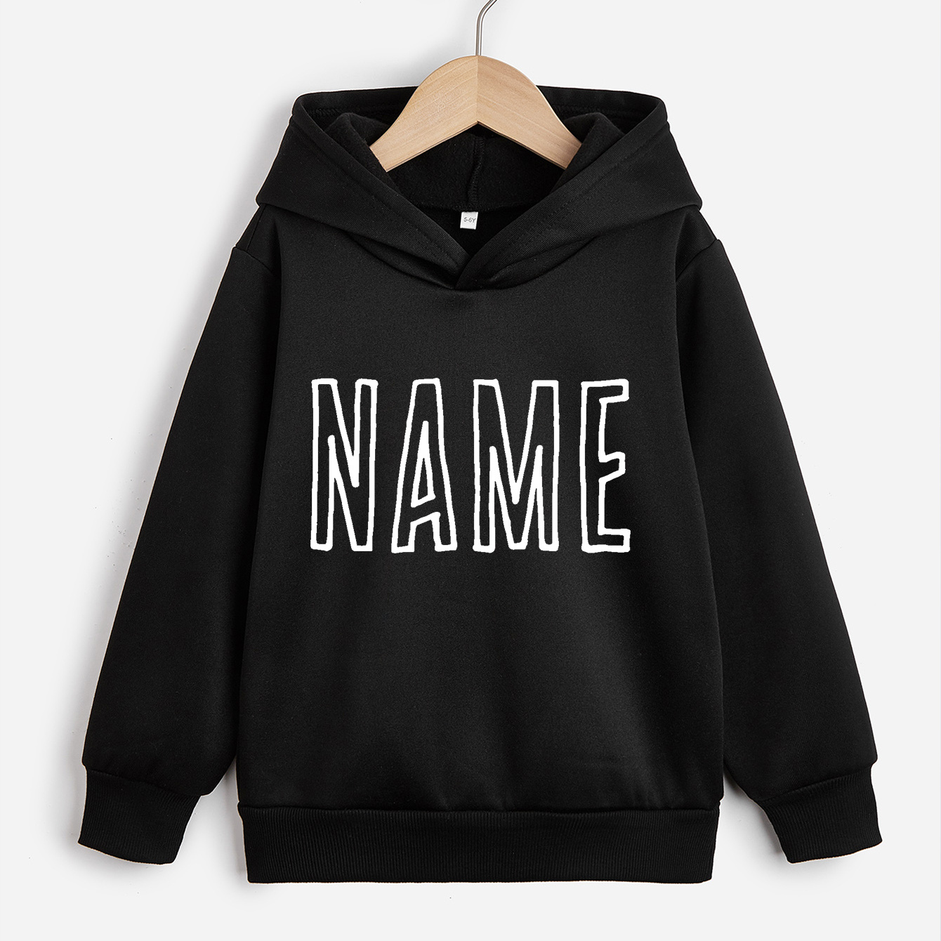 

Name Customized Content Print Girls' Casual & Cozy Long Sleeve Hooded Sweatshirt Top
