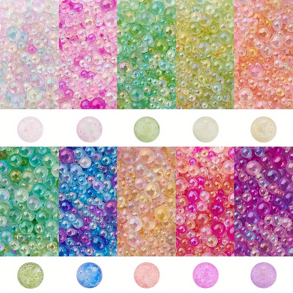 TEMU 130g 10 Colors Glass Beads Without Holes, Round Mixed Styles In Various Colors, 1~3mm, 13g Per Color