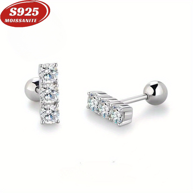 

Elegant 925 Sterling Silver Stud Earrings With 0.3ct*2 Moissanite - 18k Golden Plated, Daily & Special Wear, Gift-ready For Engagement, Wedding, Party, Mardi Gras - Unisex Vintage-