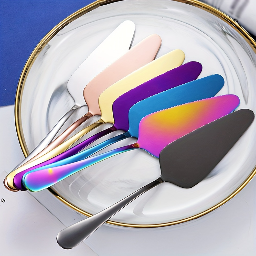 1pc stainless steel cake spatula with serrated edge toothed triangular pizza knife for cutting cakes pies more durable versatile kitchen tool