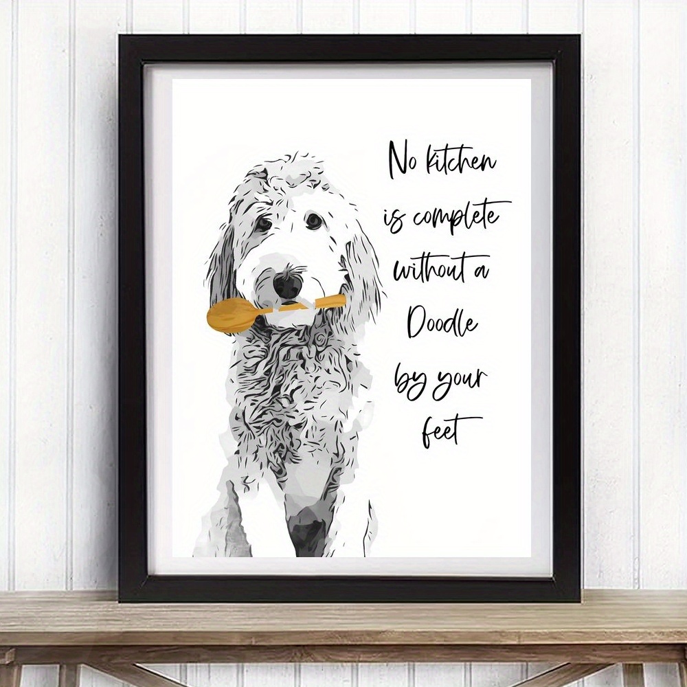 

Doodle Dog Poster Wall Art Decor - 30x40cm Thick Canvas Print - Waterproof, Light-resistant, Anti-oxidation - Animal Print With Hungry Dog For Kitchen